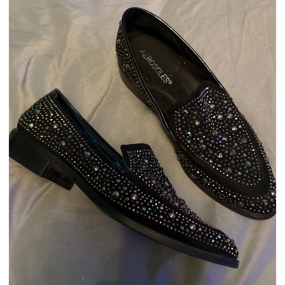 Aerosoles Black Rhinestone Studded East End Memory Foam Loafers, Size 7 - Picture 7 of 10